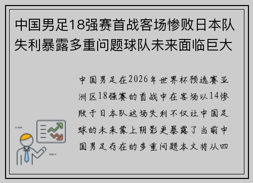 中国男足18强赛首战客场惨败日本队失利暴露多重问题球队未来面临巨大挑战